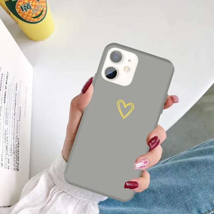 For iPhone 11 Golden Love-heart Pattern Colorful Frosted TPU Phone Protective Case