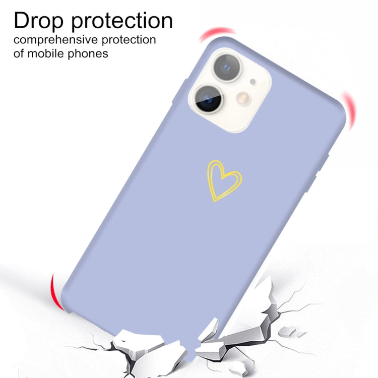 For iPhone 11 Golden Love-heart Pattern Colorful Frosted TPU Phone Protective Case