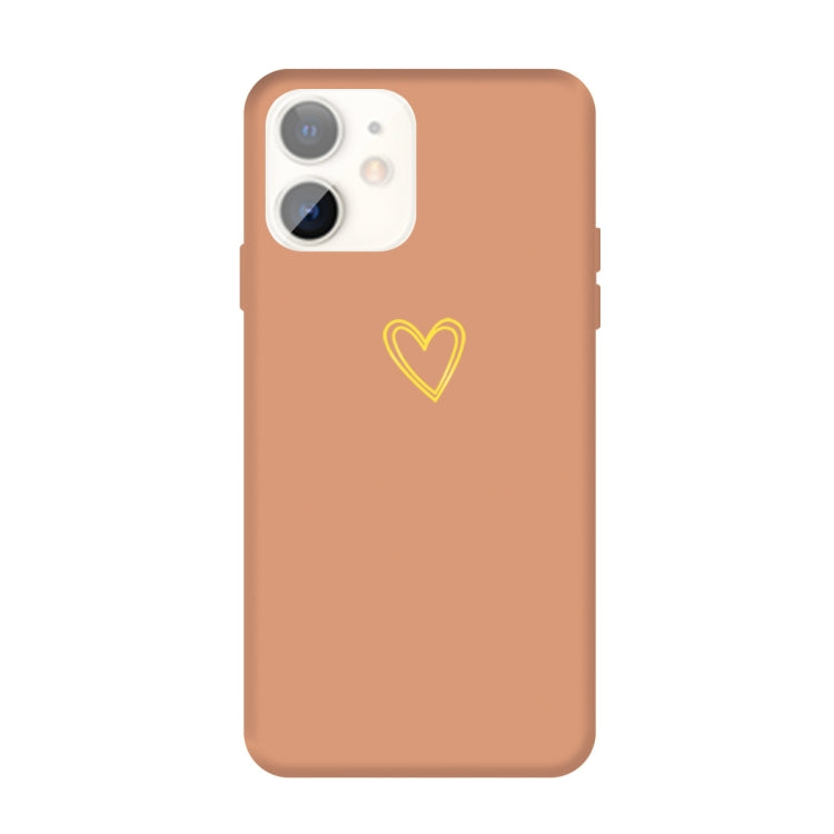 For iPhone 11 Golden Love-heart Pattern Colorful Frosted TPU Phone Protective Case