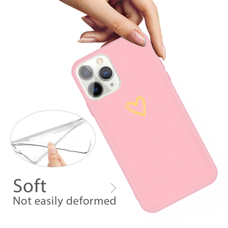 For iPhone 11 Pro Golden Love-heart Pattern Colorful Frosted TPU Phone Protective Case