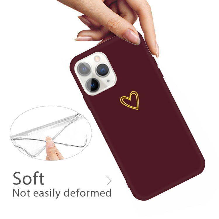 For iPhone 11 Pro Golden Love-heart Pattern Colorful Frosted TPU Phone Protective Case