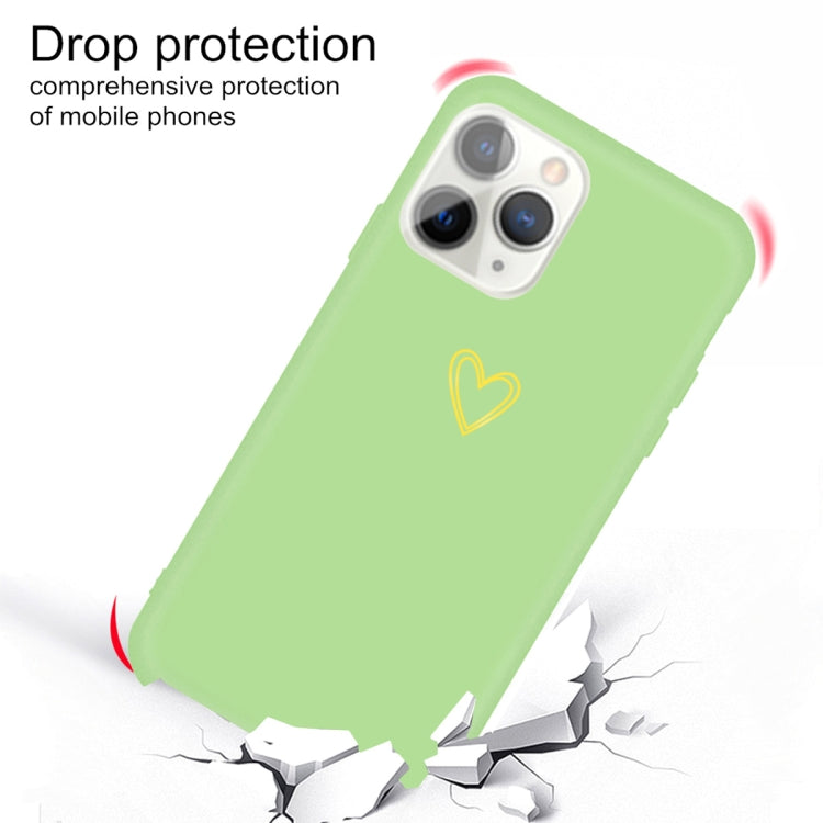 For iPhone 11 Pro Golden Love-heart Pattern Colorful Frosted TPU Phone Protective Case