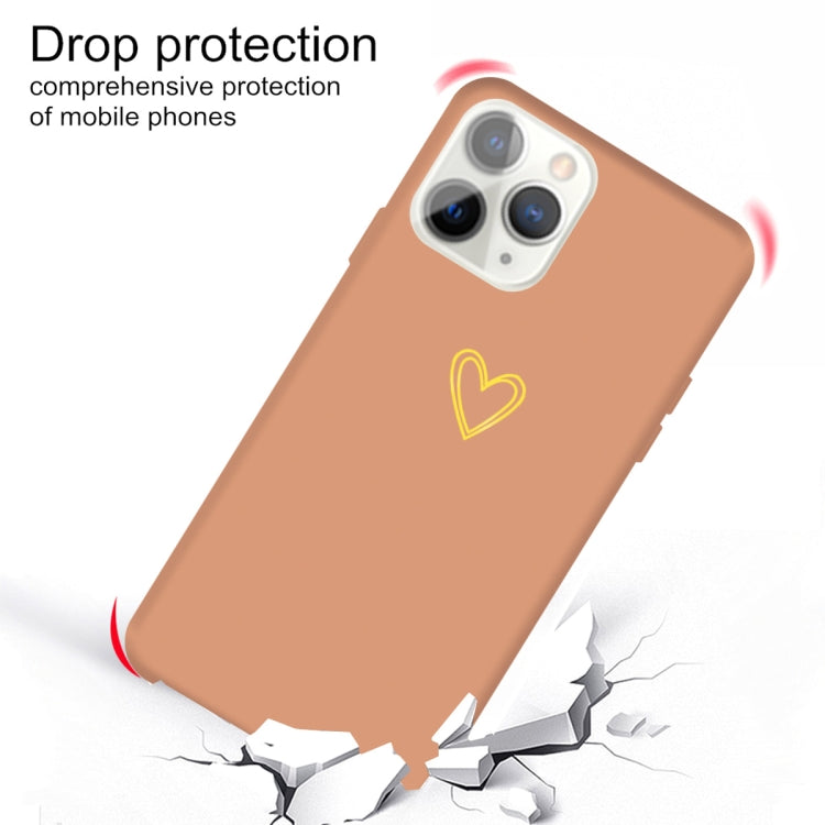For iPhone 11 Pro Golden Love-heart Pattern Colorful Frosted TPU Phone Protective Case