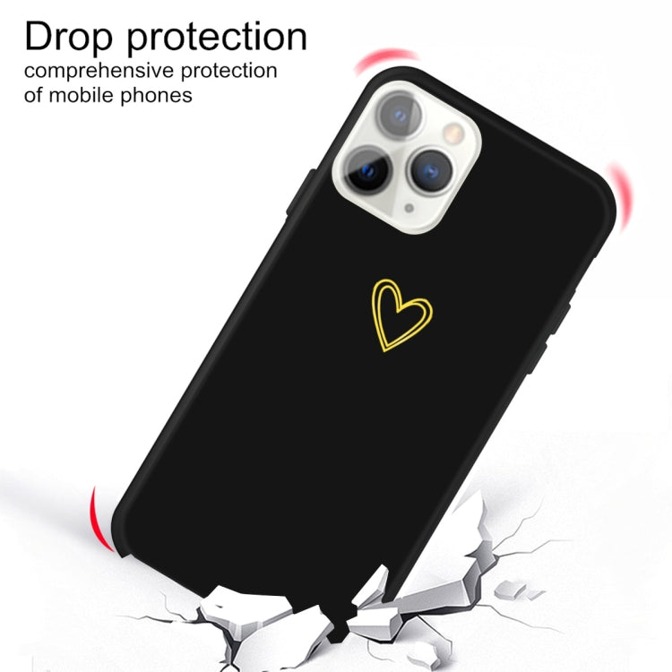 For iPhone 11 Pro Max Golden Love-heart Pattern Colorful Frosted TPU Phone Protective Case