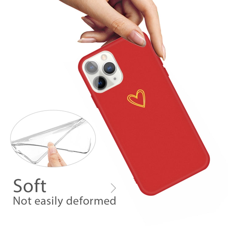 For iPhone 11 Pro Max Golden Love-heart Pattern Colorful Frosted TPU Phone Protective Case