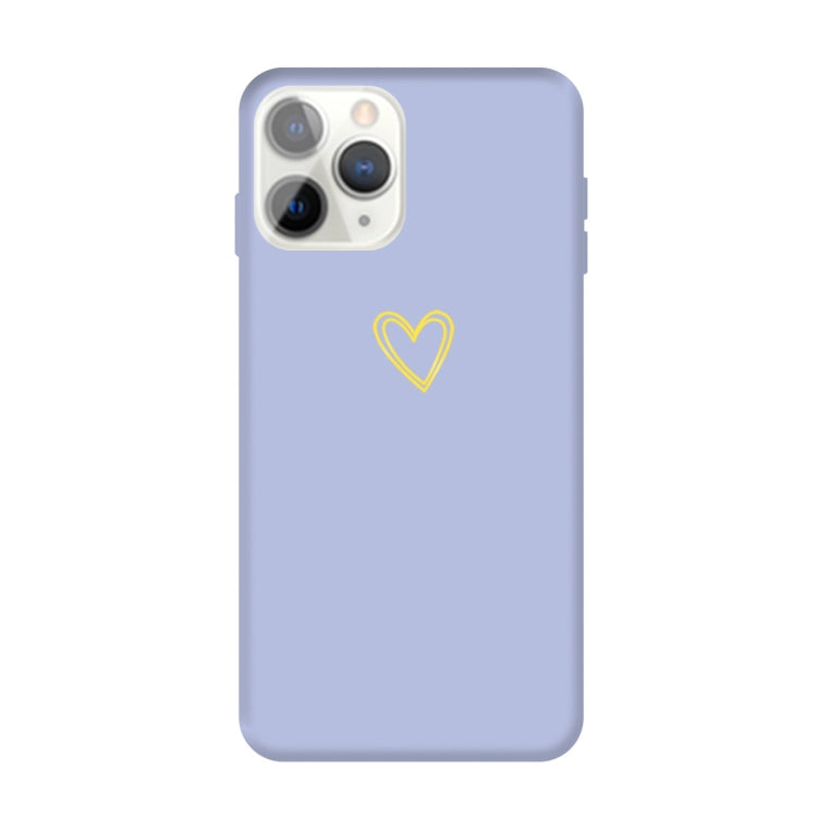 For iPhone 11 Pro Max Golden Love-heart Pattern Colorful Frosted TPU Phone Protective Case