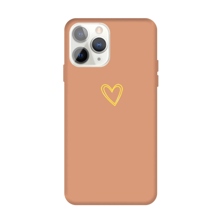 For iPhone 11 Pro Max Golden Love-heart Pattern Colorful Frosted TPU Phone Protective Case