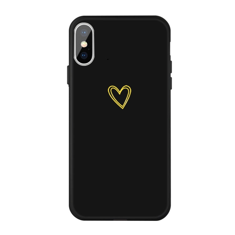 For iPhone X / XS Golden Love-heart Pattern Colorful Frosted TPU Phone Protective Case