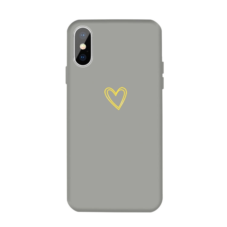 For iPhone X / XS Golden Love-heart Pattern Colorful Frosted TPU Phone Protective Case