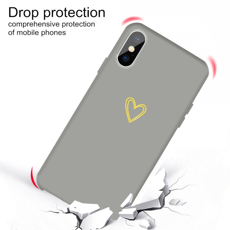 For iPhone X / XS Golden Love-heart Pattern Colorful Frosted TPU Phone Protective Case