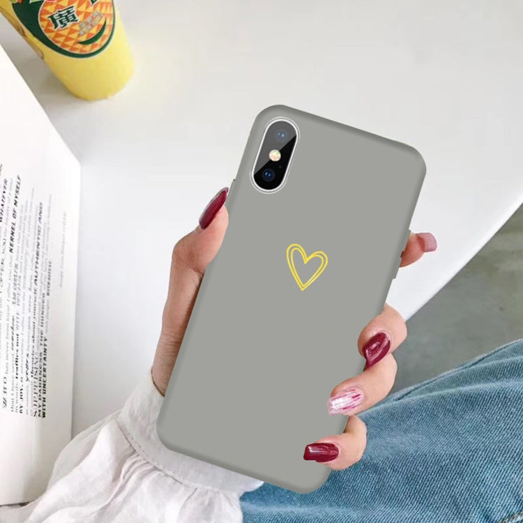 For iPhone X / XS Golden Love-heart Pattern Colorful Frosted TPU Phone Protective Case