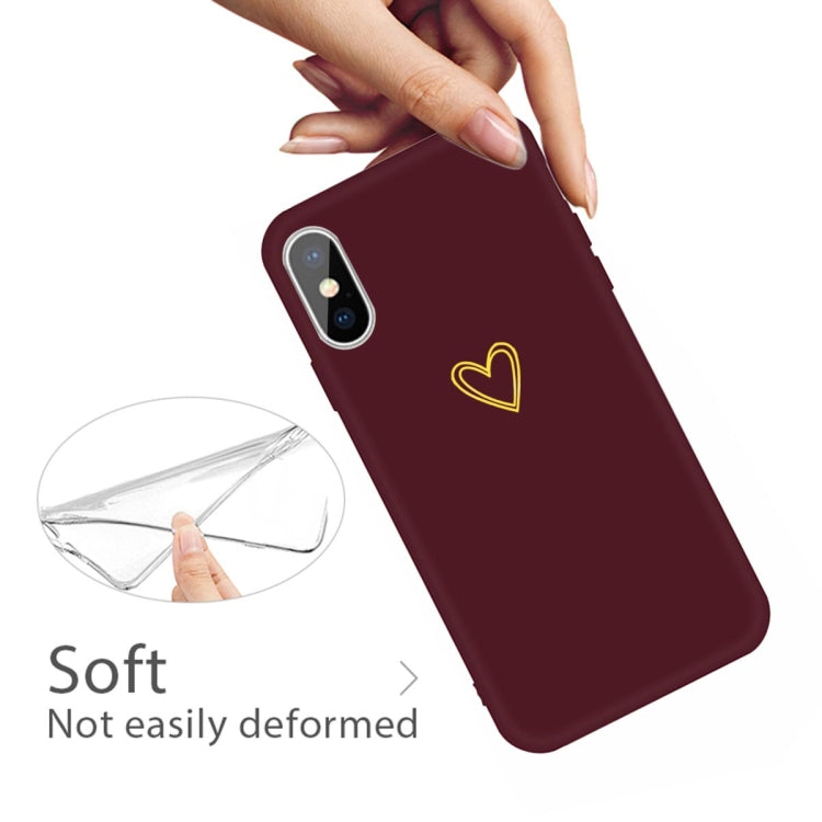 For iPhone X / XS Golden Love-heart Pattern Colorful Frosted TPU Phone Protective Case