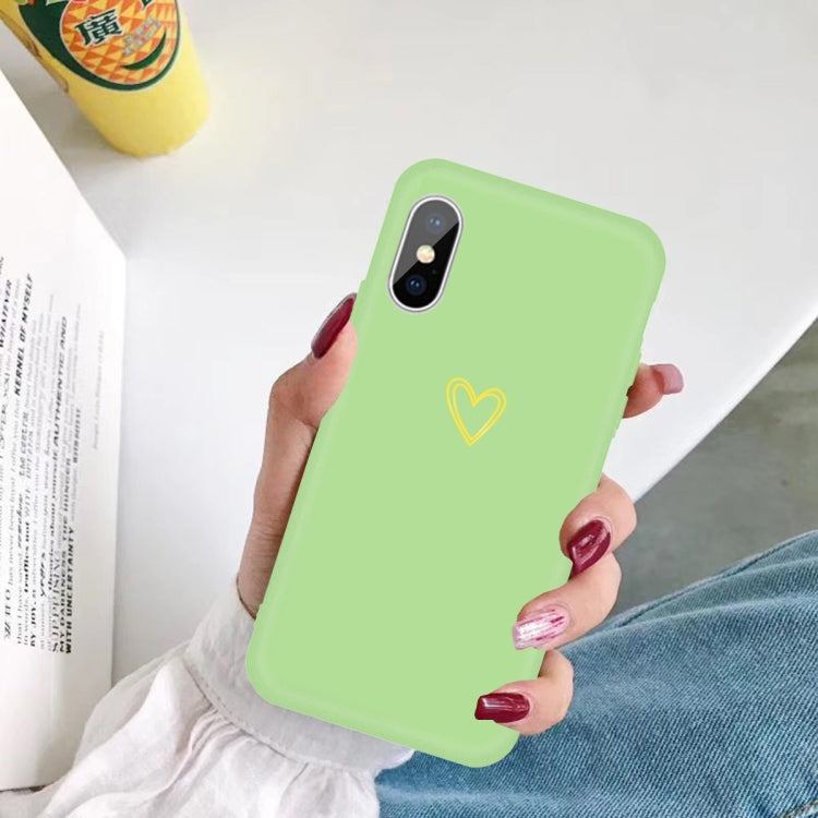 For iPhone X / XS Golden Love-heart Pattern Colorful Frosted TPU Phone Protective Case