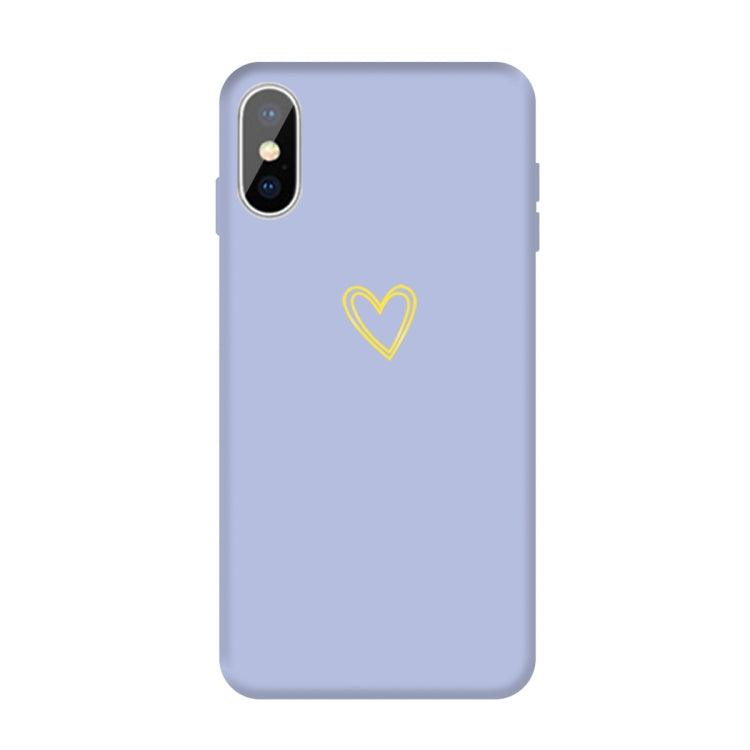 For iPhone X / XS Golden Love-heart Pattern Colorful Frosted TPU Phone Protective Case