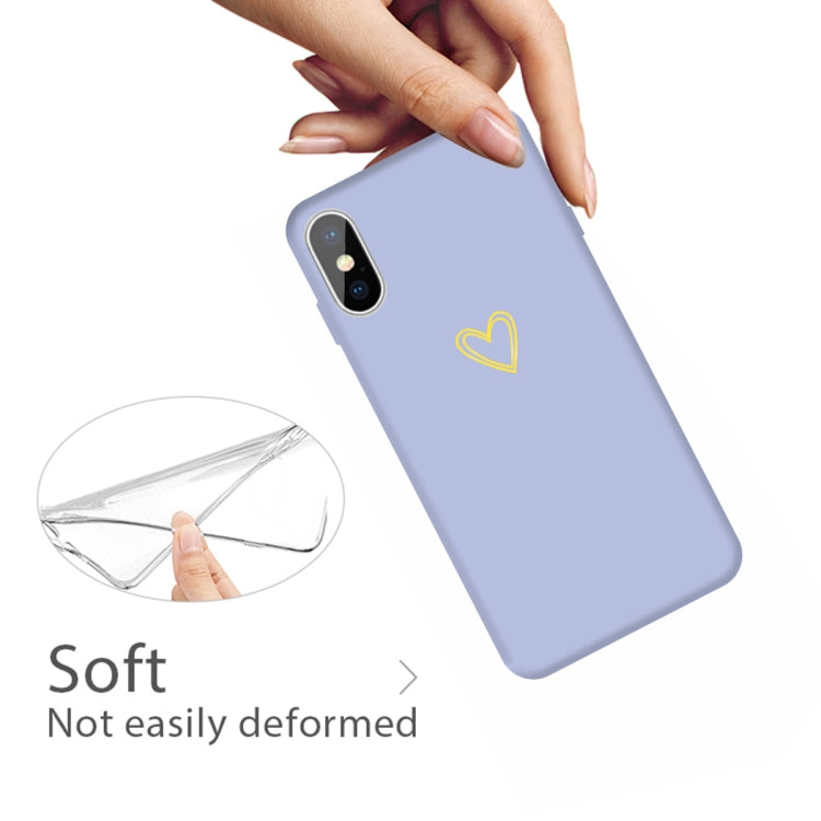 For iPhone X / XS Golden Love-heart Pattern Colorful Frosted TPU Phone Protective Case