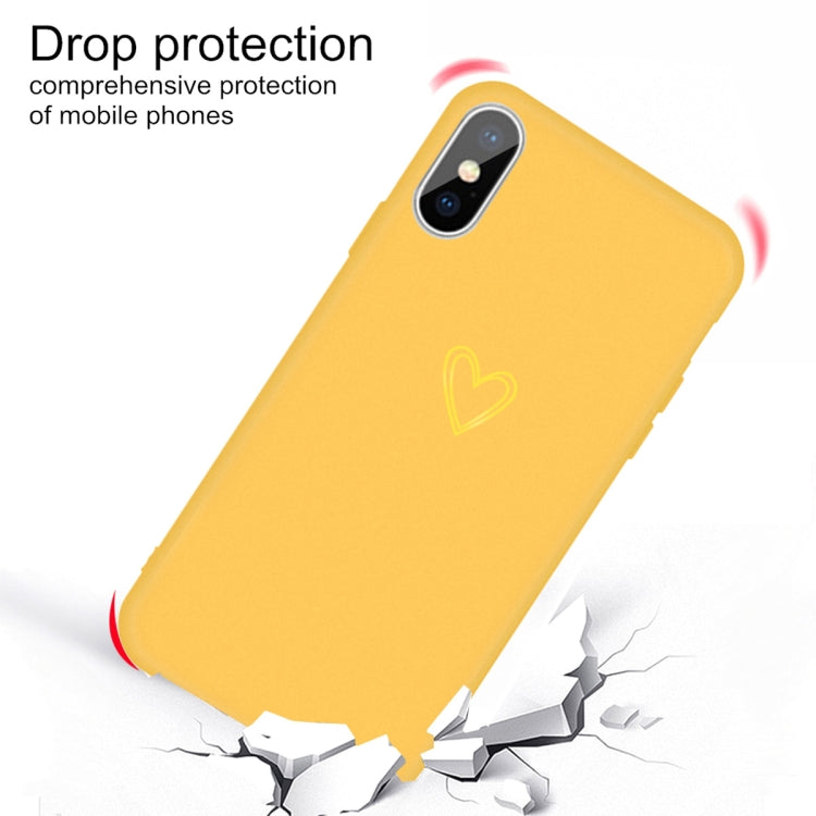 For iPhone XS Max Golden Love-heart Pattern Colorful Frosted TPU Phone Protective Case