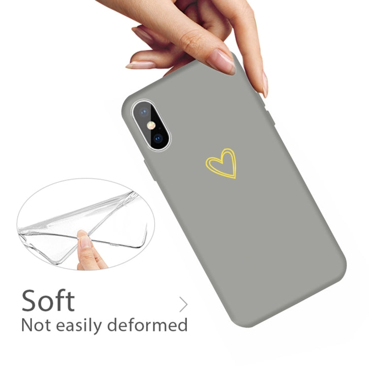 For iPhone XS Max Golden Love-heart Pattern Colorful Frosted TPU Phone Protective Case