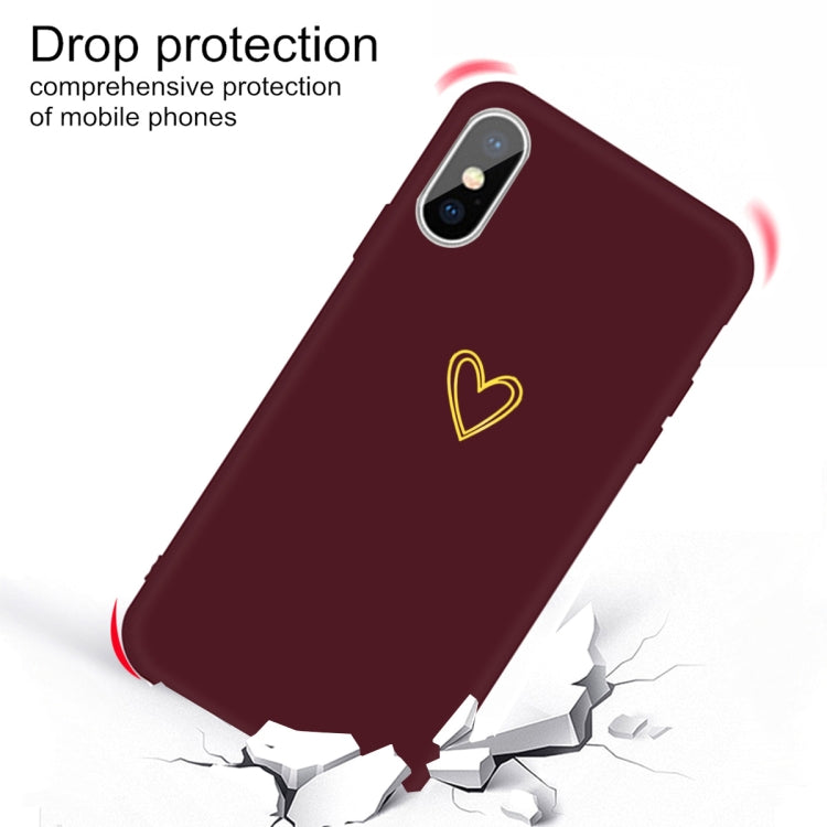For iPhone XS Max Golden Love-heart Pattern Colorful Frosted TPU Phone Protective Case