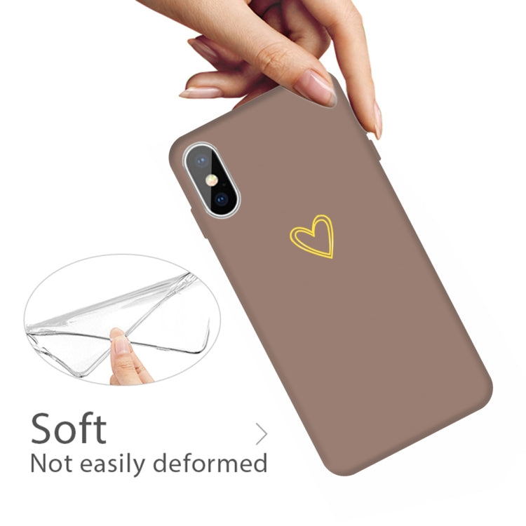 For iPhone XS Max Golden Love-heart Pattern Colorful Frosted TPU Phone Protective Case