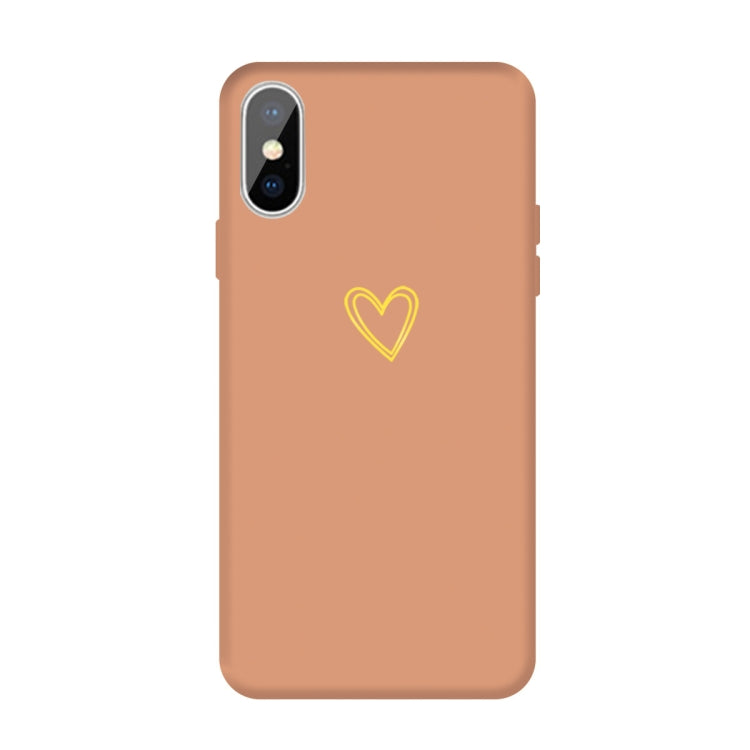 For iPhone XS Max Golden Love-heart Pattern Colorful Frosted TPU Phone Protective Case