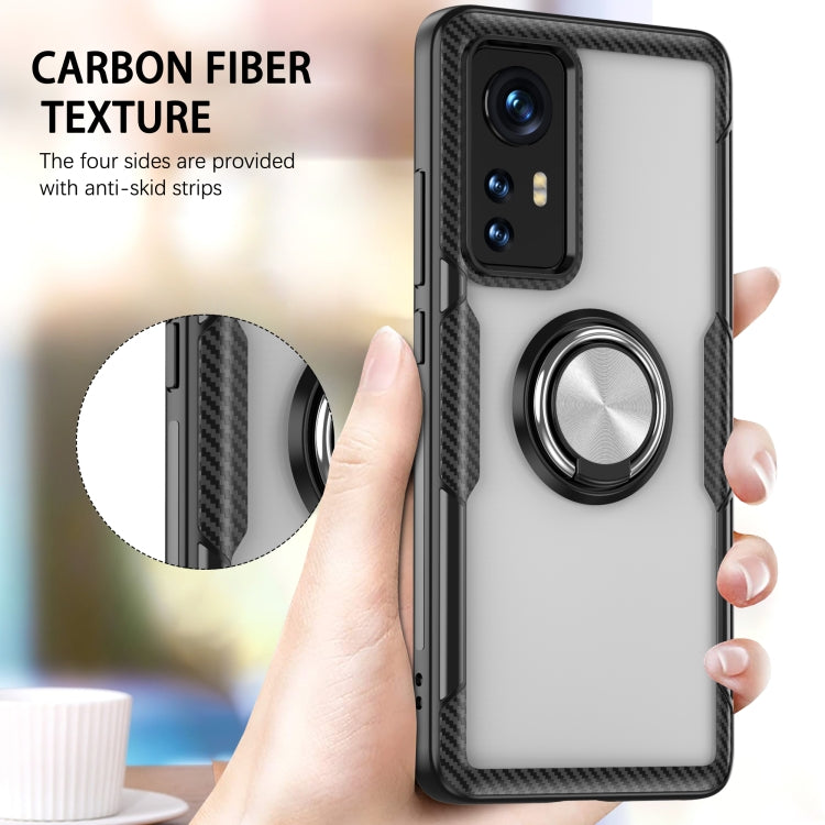 For Xiaomi 12 Transparent TPU + Acrylic Ring Holder Phone Case
