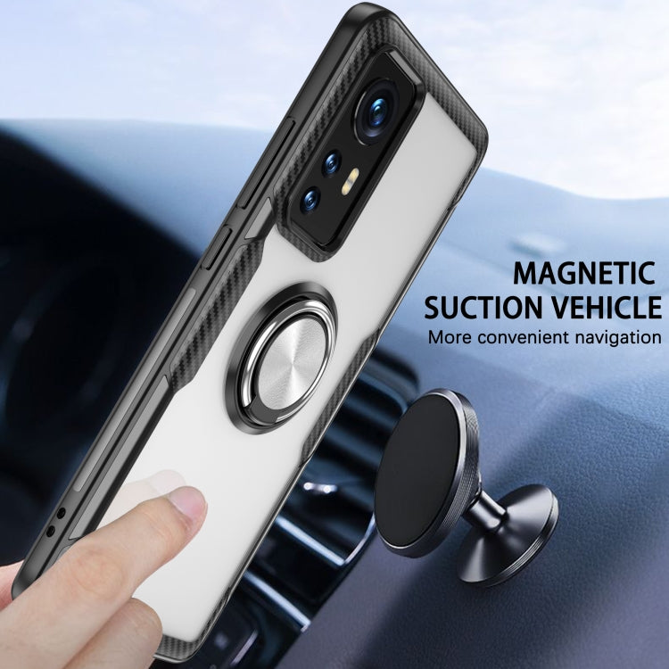 For Xiaomi 12 Transparent TPU + Acrylic Ring Holder Phone Case