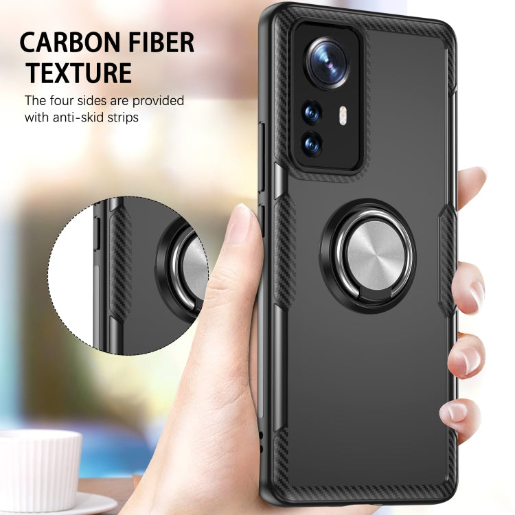 For Xiaomi 12 Pro Transparent TPU + Acrylic Ring Holder Phone Case