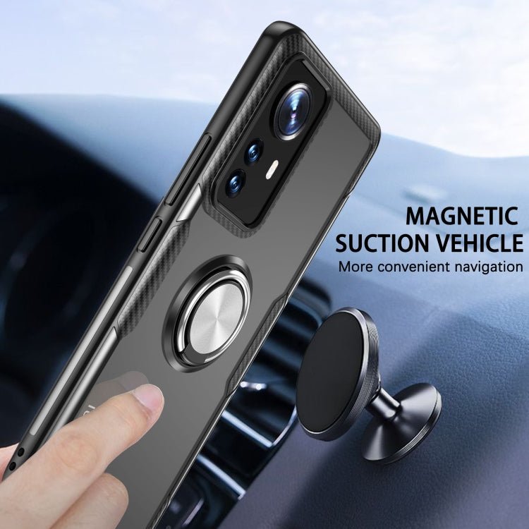 For Xiaomi 12 Pro Transparent TPU + Acrylic Ring Holder Phone Case