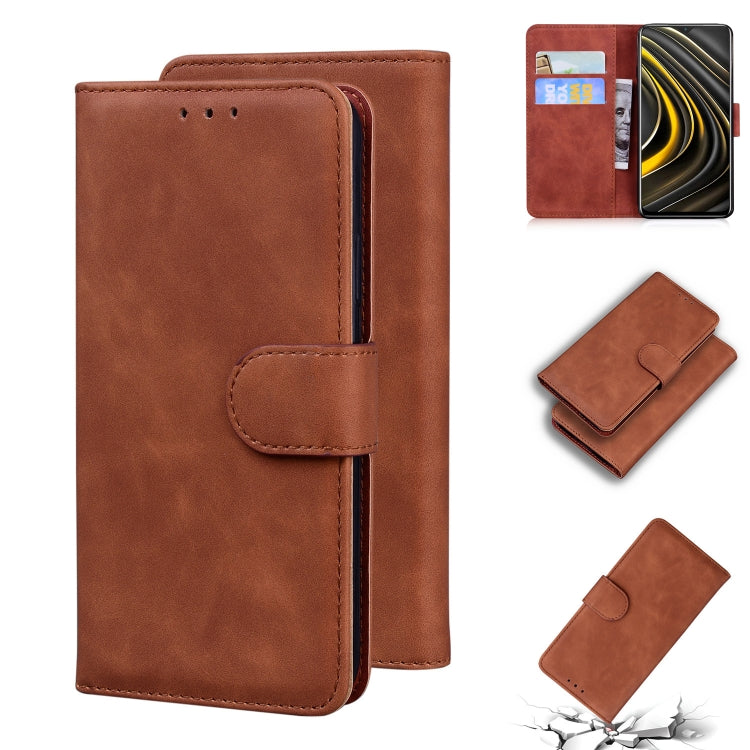 For Xiaomi Poco M3 Skin Feel Pure Color Flip Leather Phone Case