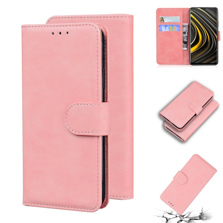 For Xiaomi Poco M3 Skin Feel Pure Color Flip Leather Phone Case