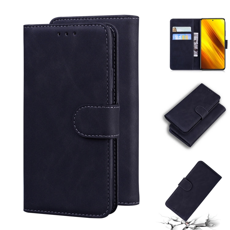 For Xiaomi Poco X3 NFC Skin Feel Pure Color Flip Leather Phone Case