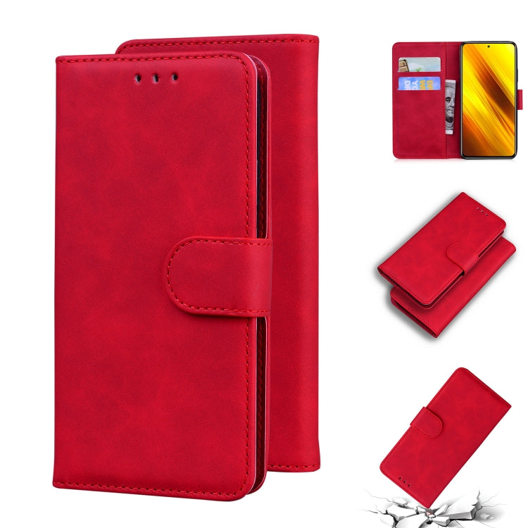 For Xiaomi Poco X3 NFC Skin Feel Pure Color Flip Leather Phone Case