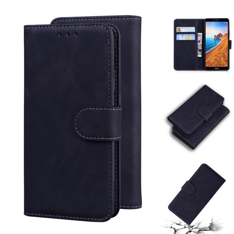 For Xiaomi Redmi 7A Skin Feel Pure Color Flip Leather Phone Case