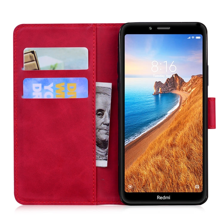 For Xiaomi Redmi 7A Skin Feel Pure Color Flip Leather Phone Case