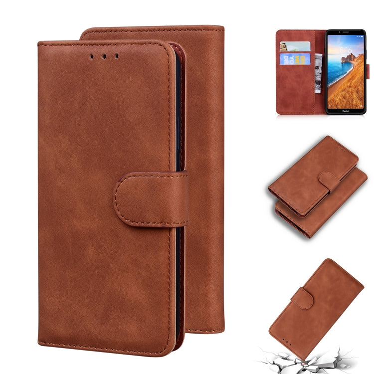 For Xiaomi Redmi 7A Skin Feel Pure Color Flip Leather Phone Case