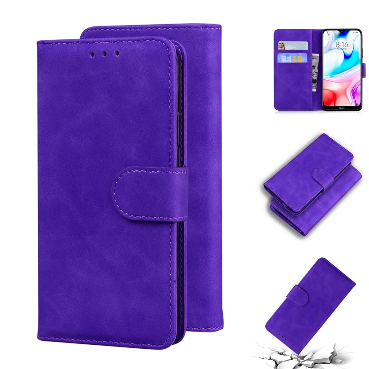 For Xiaomi Redmi 8 Skin Feel Pure Color Flip Leather Phone Case