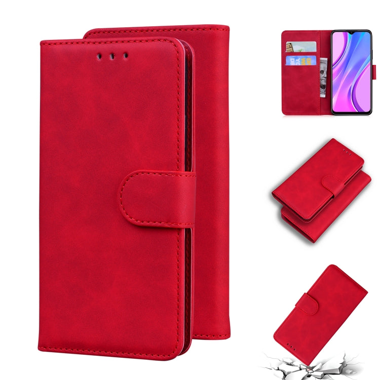 For Xiaomi Redmi 9 Skin Feel Pure Color Flip Leather Phone Case