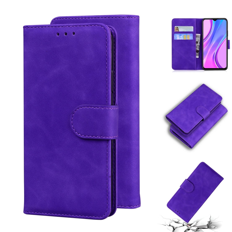 For Xiaomi Redmi 9 Skin Feel Pure Color Flip Leather Phone Case