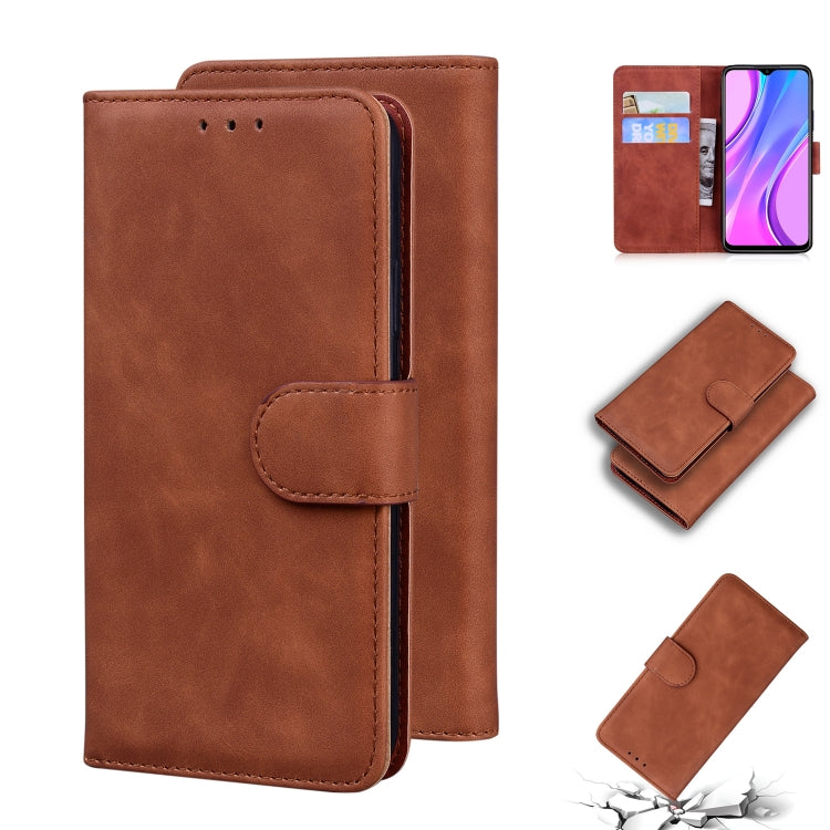 For Xiaomi Redmi 9 Skin Feel Pure Color Flip Leather Phone Case