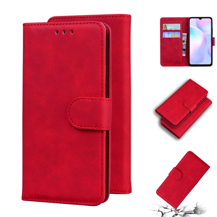 For Xiaomi Redmi 9A Skin Feel Pure Color Flip Leather Phone Case