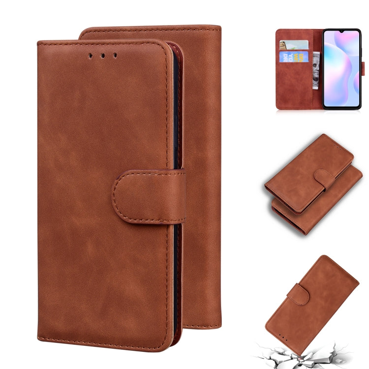 For Xiaomi Redmi 9A Skin Feel Pure Color Flip Leather Phone Case