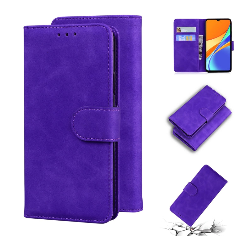 For Xiaomi Redmi 9C Skin Feel Pure Color Flip Leather Phone Case