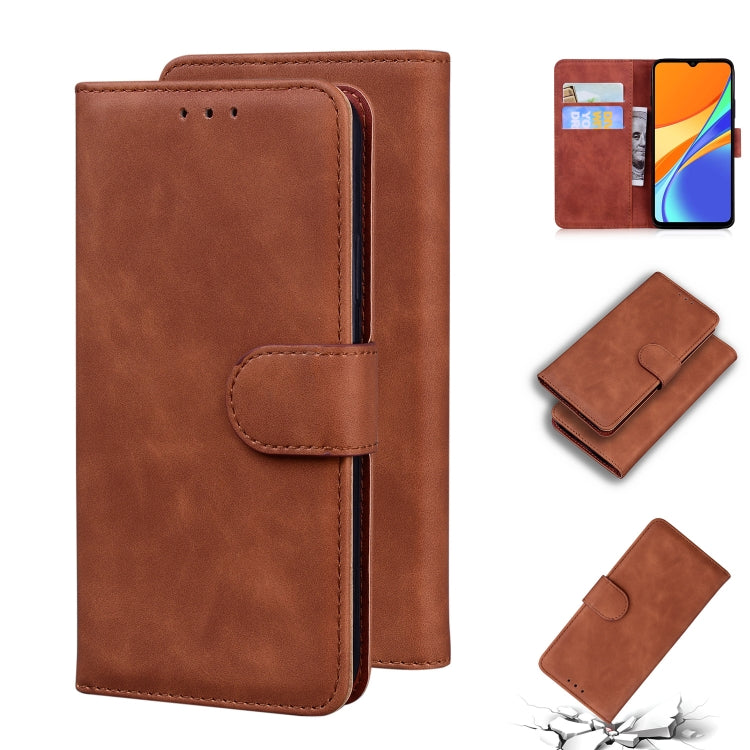 For Xiaomi Redmi 9C Skin Feel Pure Color Flip Leather Phone Case