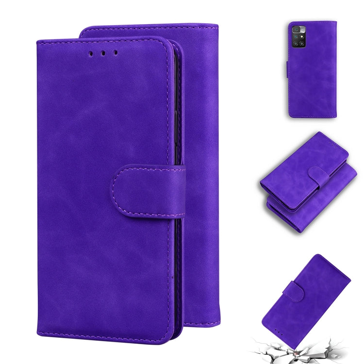 For Xiaomi Redmi 10 Skin Feel Pure Color Flip Leather Phone Case