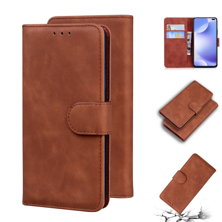 For Xiaomi Redmi K30 Skin Feel Pure Color Flip Leather Phone Case