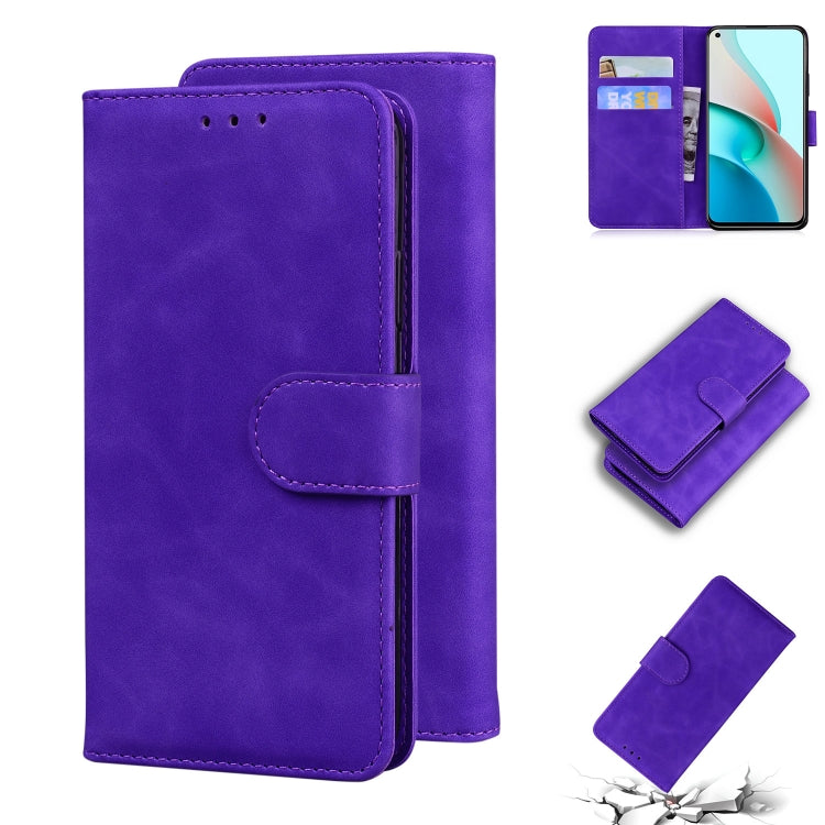 For Xiaomi Redmi Note 9 5G CN Version / Note 9T Skin Feel Pure Color Flip Leather Phone Case