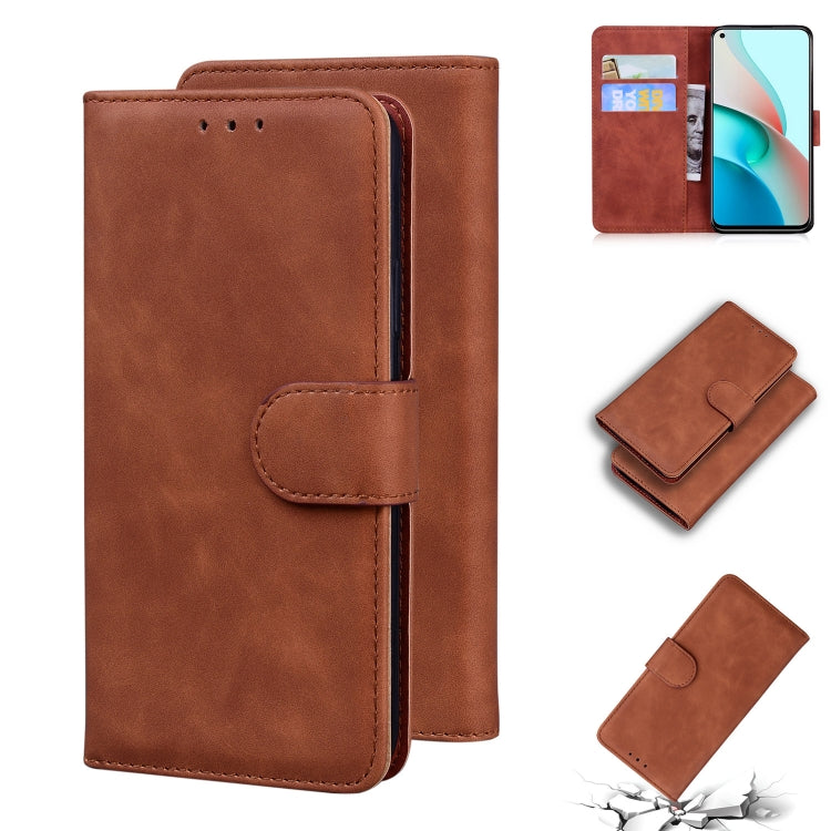 For Xiaomi Redmi Note 9 5G CN Version / Note 9T Skin Feel Pure Color Flip Leather Phone Case
