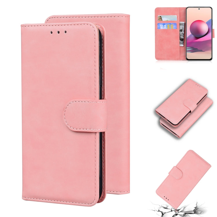 For Xiaomi Redmi Note 10 4G / Note 10s Skin Feel Pure Color Flip Leather Phone Case