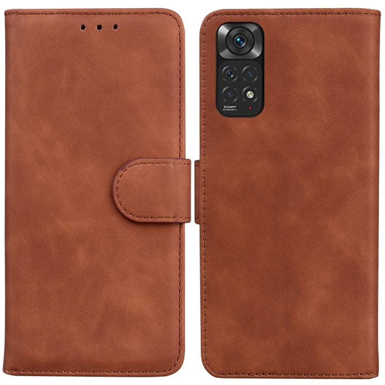 For Xiaomi Redmi Note 11 Global / Note 11S Skin Feel Pure Color Flip Leather Phone Case