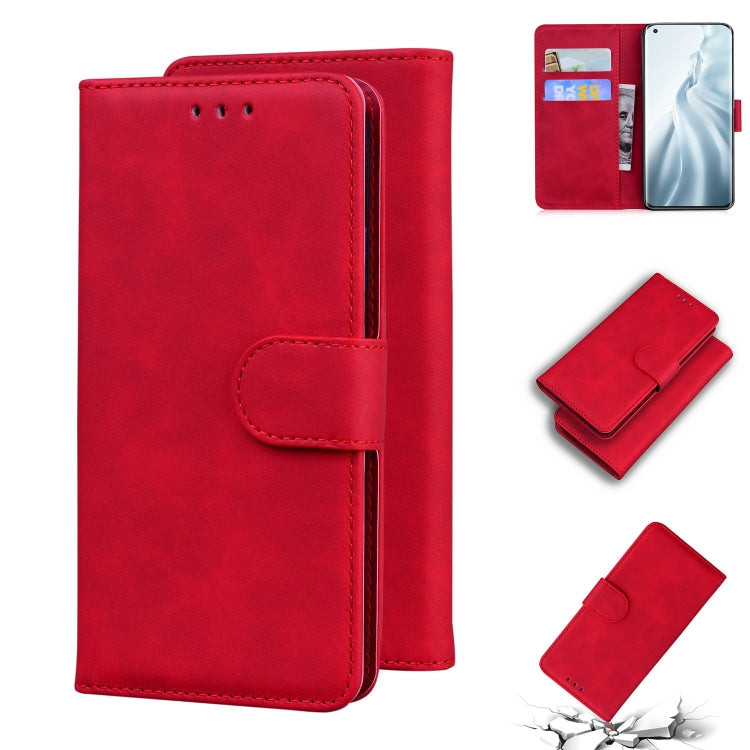 For Xiaomi Mi 11 Skin Feel Pure Color Flip Leather Phone Case